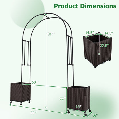 Garden Arch Trellis With 2 Self-Watering Planter Boxes, Black Plant Supports at Gallery Canada