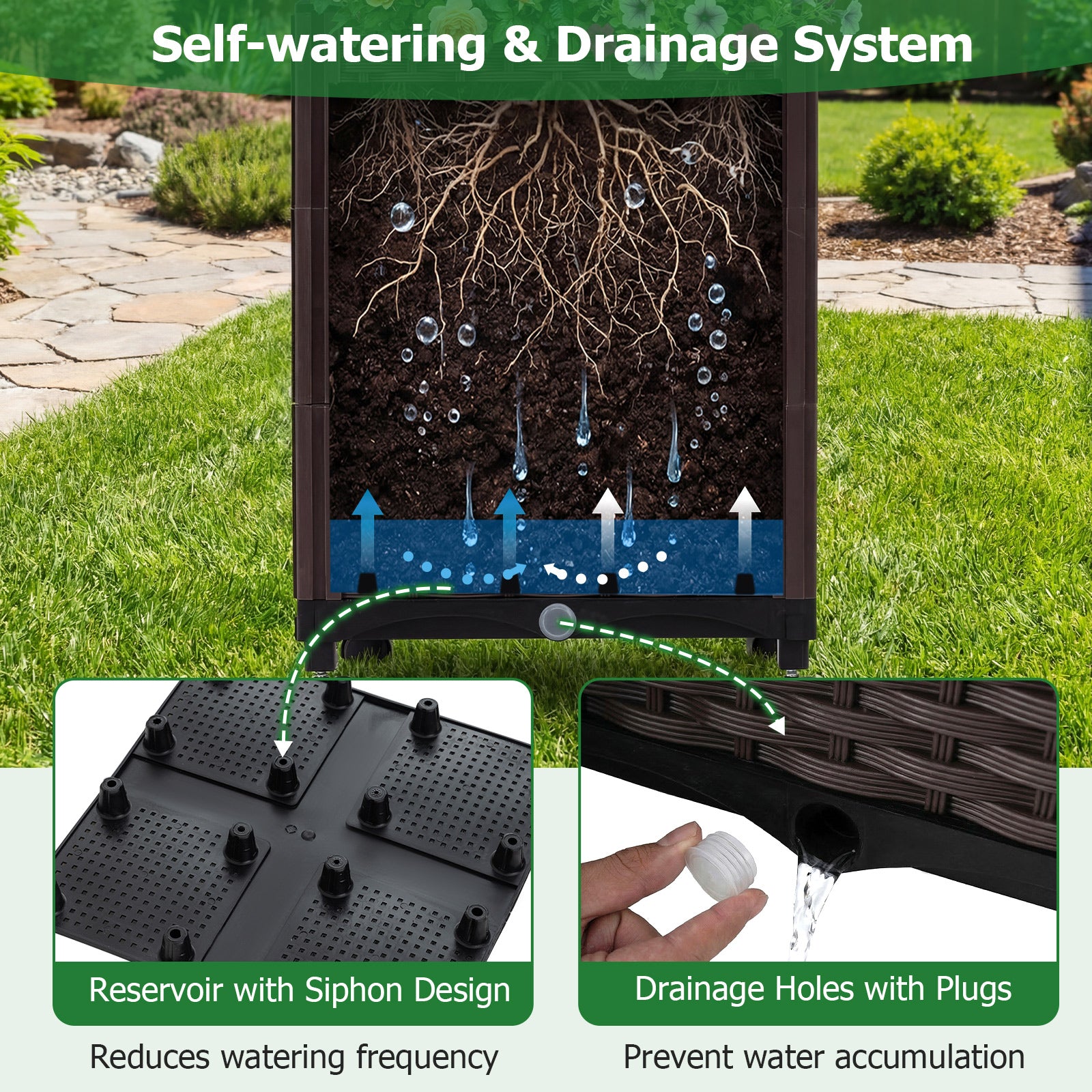 Garden Arch Trellis With 2 Self-Watering Planter Boxes, Black Plant Supports at Gallery Canada