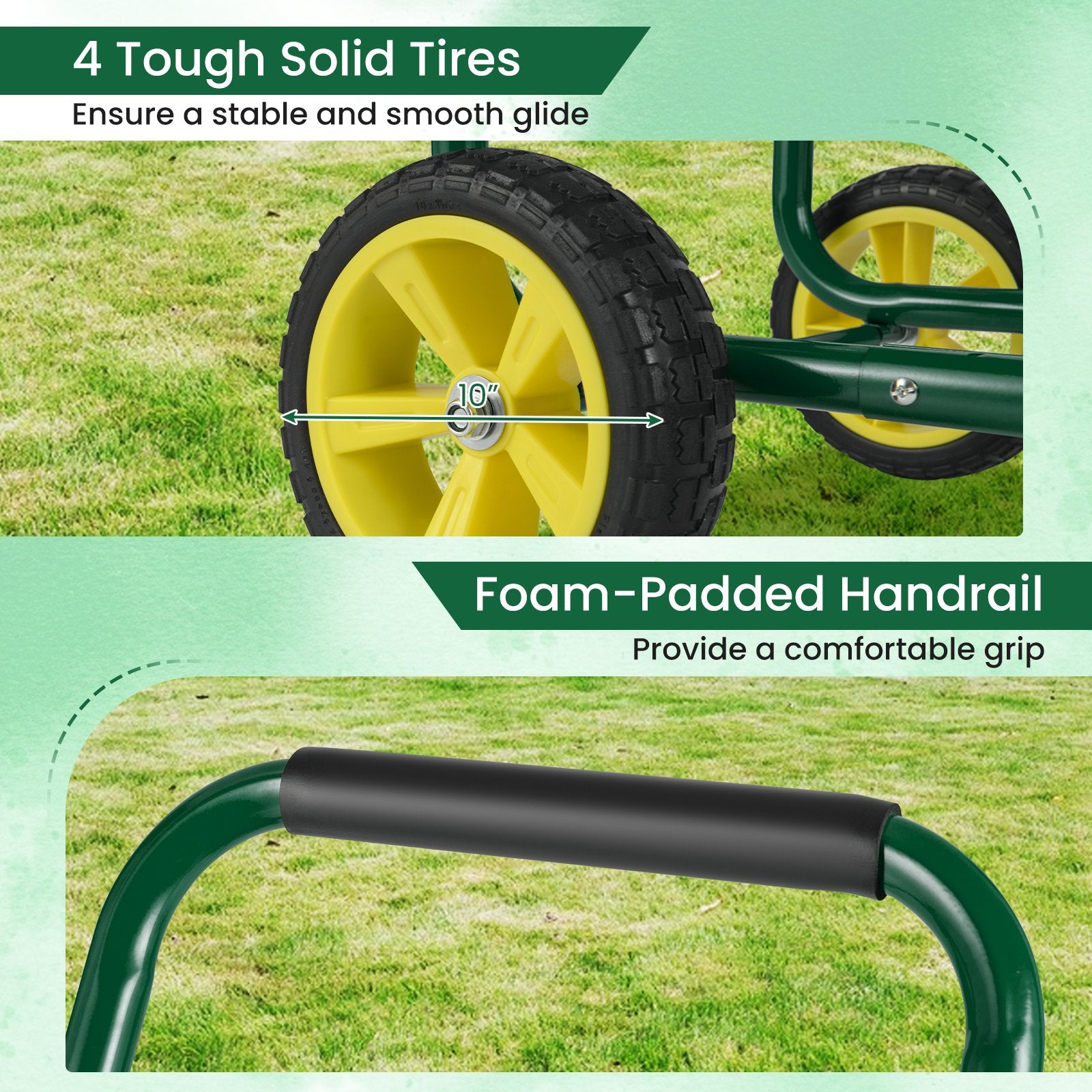 Garden Hose Reel Cart Metal Hose Cart with 4 Wheels and Storage Basket, Green Watering & Irrigation at Gallery Canada