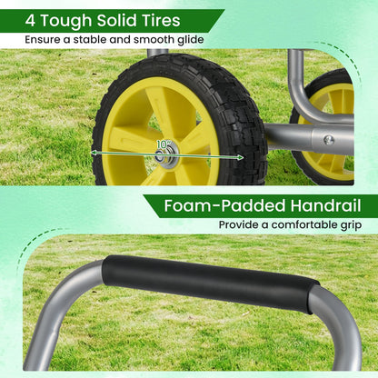 Garden Hose Reel Cart Metal Hose Cart with 4 Wheels and Storage Basket, Silver Watering & Irrigation at Gallery Canada