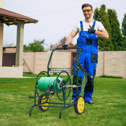 Garden Hose Reel Cart with 2 Wheels and Storage Basket, Green Watering & Irrigation at Gallery Canada