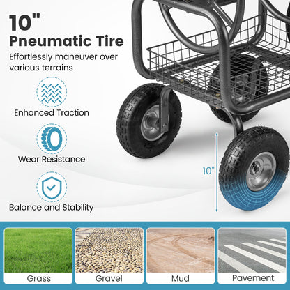Garden Hose Reel Cart 300 Feet Large Capacity with 4 Wheels and Storage Basket, Gray Watering & Irrigation at Gallery Canada