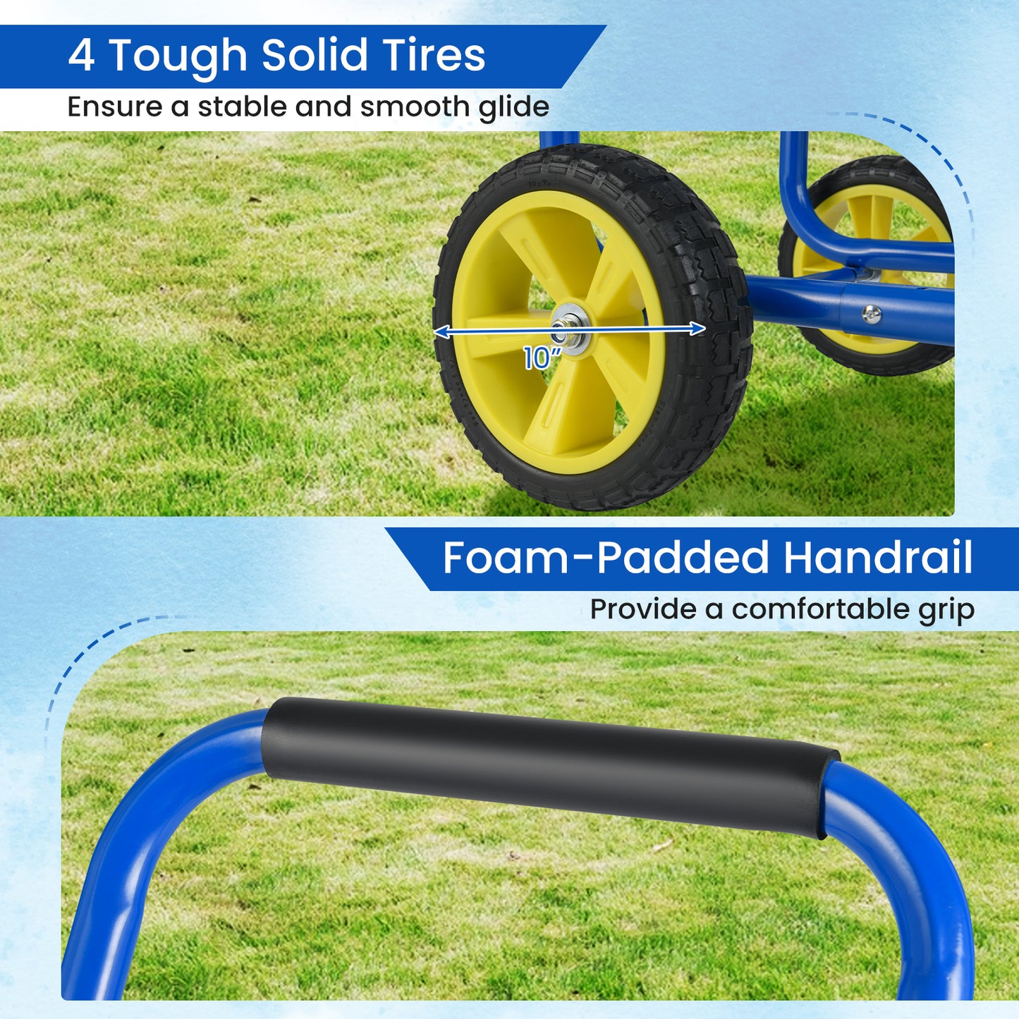 Metal Garden Hose Reel Cart, 4 Wheels, Storage Basket, Blue Watering & Irrigation at Gallery Canada