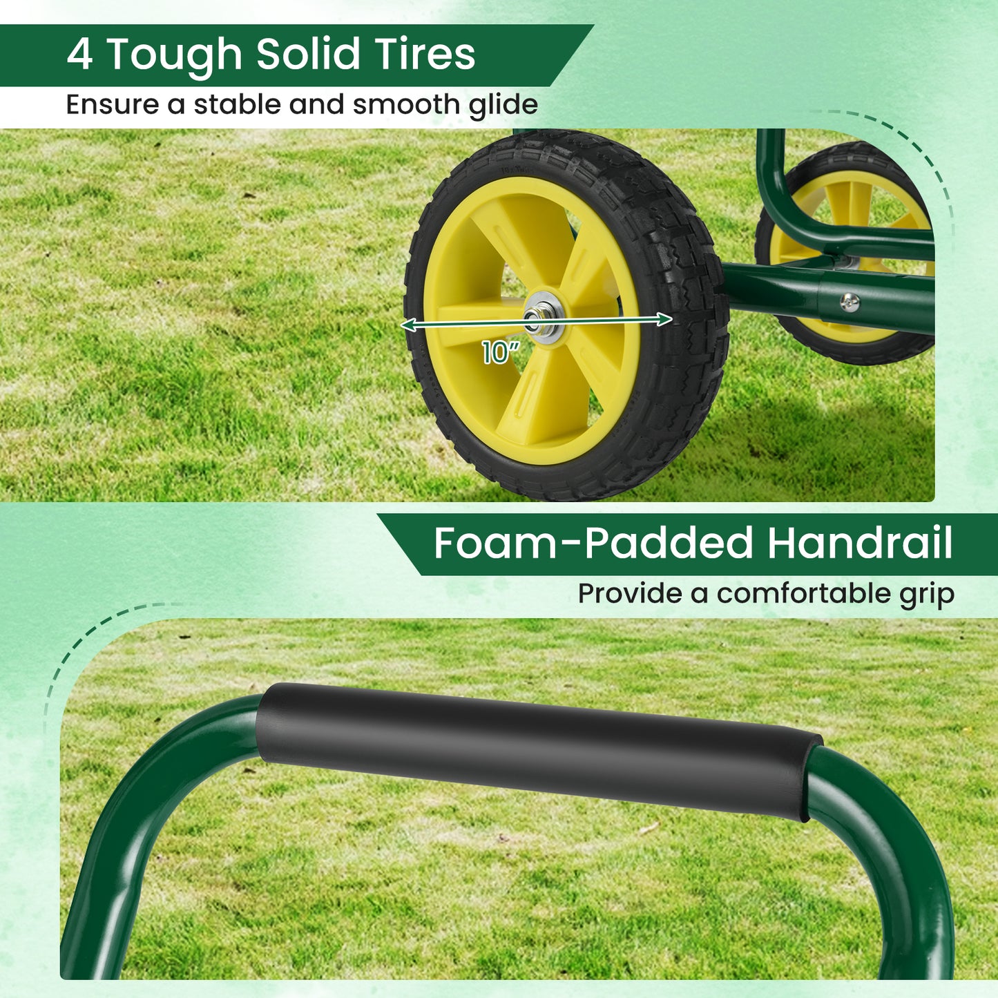Metal Garden Hose Reel Cart With 4 Wheels, Storage Basket, Green Watering & Irrigation at Gallery Canada