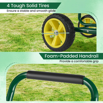 Metal Garden Hose Reel Cart With 4 Wheels, Storage Basket, Green Watering & Irrigation at Gallery Canada