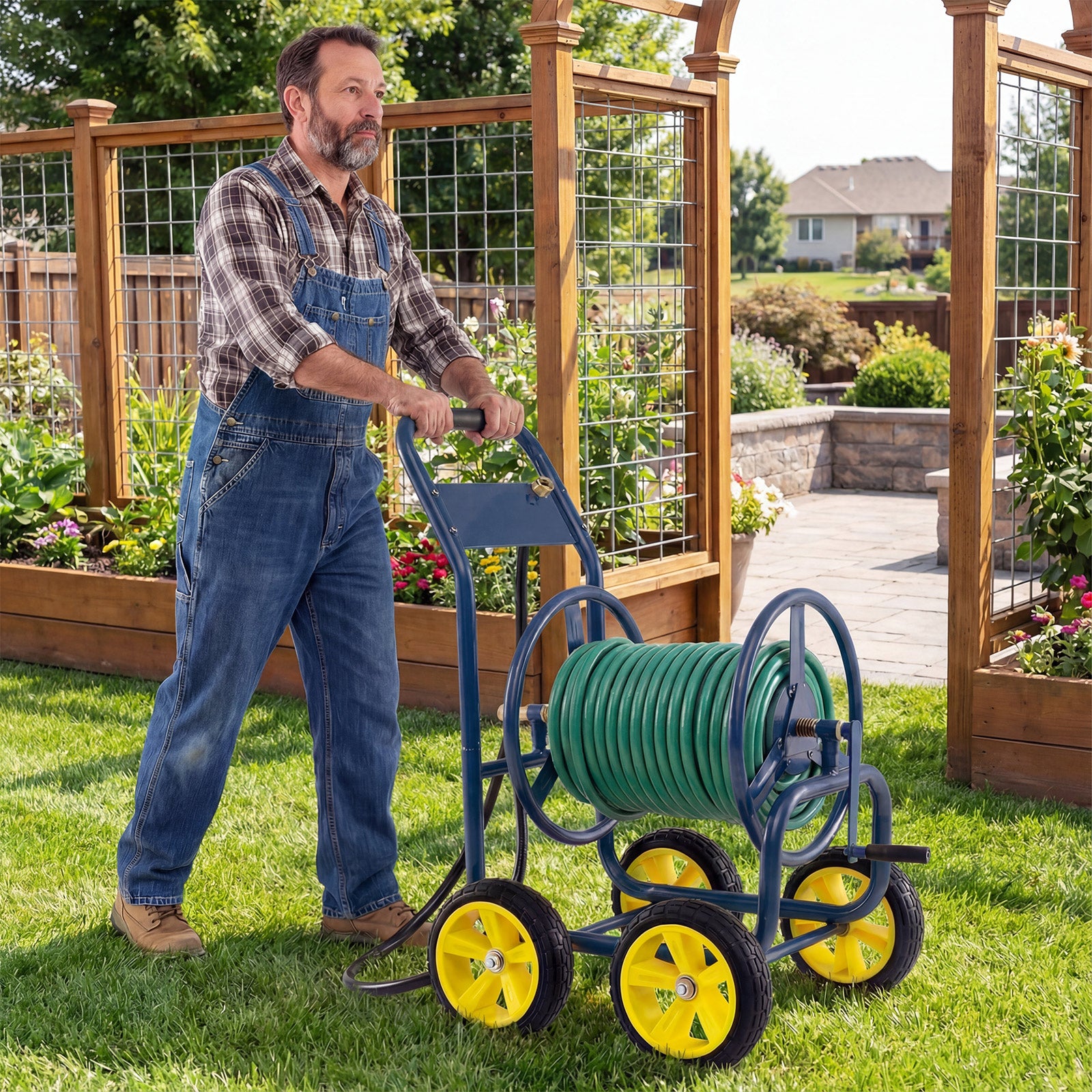 Garden Hose Reel Cart, 330 Ft, 3/4 Inch or 5/8 Inch, Blue Watering & Irrigation at Gallery Canada