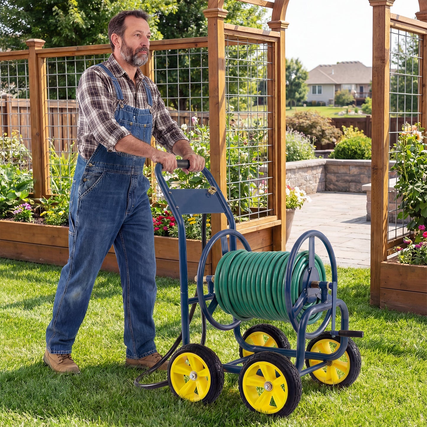 Garden Hose Reel Cart, 330 Ft, 3/4 Inch or 5/8 Inch, Blue Watering & Irrigation at Gallery Canada