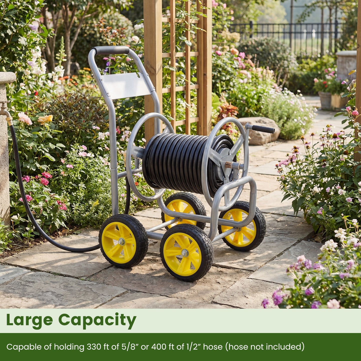 Garden Hose Reel Cart, 330ft 3/4 Inch or 5/8 Inch, Silver Watering & Irrigation at Gallery Canada
