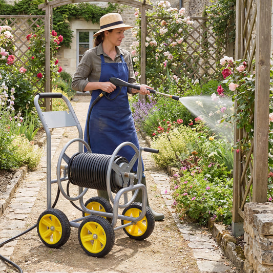 Garden Hose Reel Cart, 330ft 3/4 Inch or 5/8 Inch, Silver Watering & Irrigation Silver at Gallery Canada
