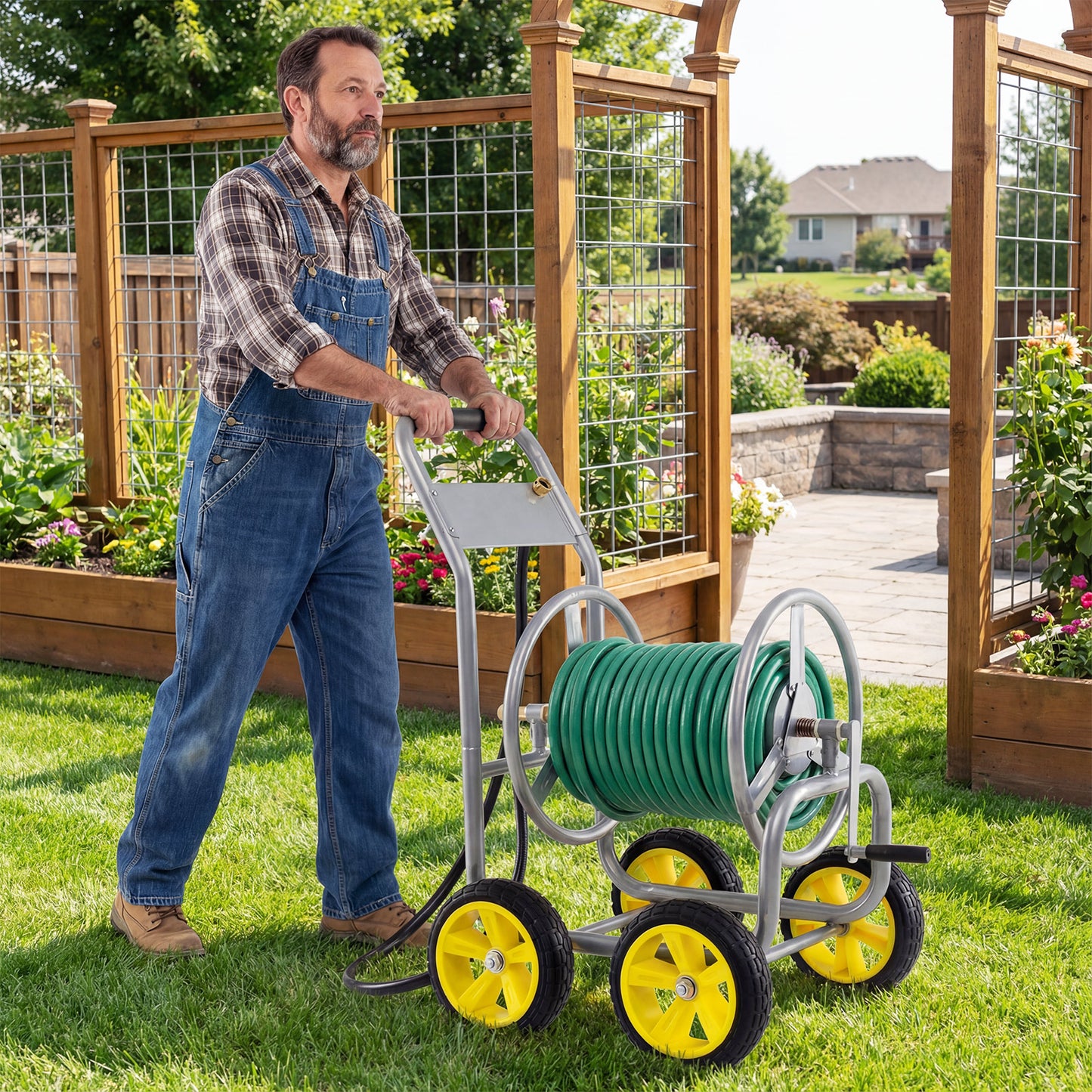 Garden Hose Reel Cart, 330ft 3/4 Inch or 5/8 Inch, Silver Watering & Irrigation at Gallery Canada