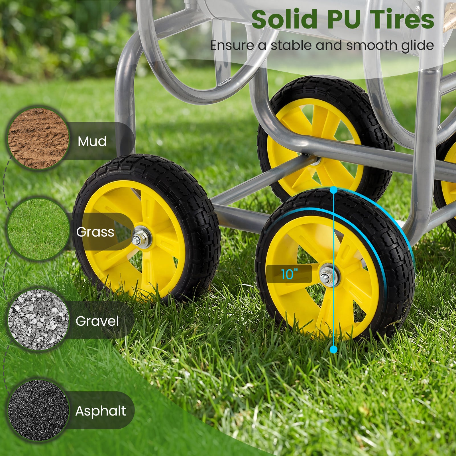 Garden Hose Reel Cart, 330ft 3/4 Inch or 5/8 Inch, Silver Watering & Irrigation at Gallery Canada