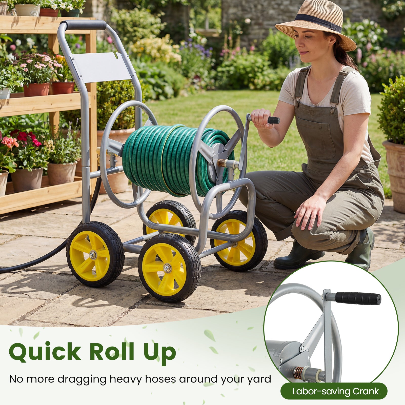 Garden Hose Reel Cart, 330ft 3/4 Inch or 5/8 Inch, Silver Watering & Irrigation at Gallery Canada