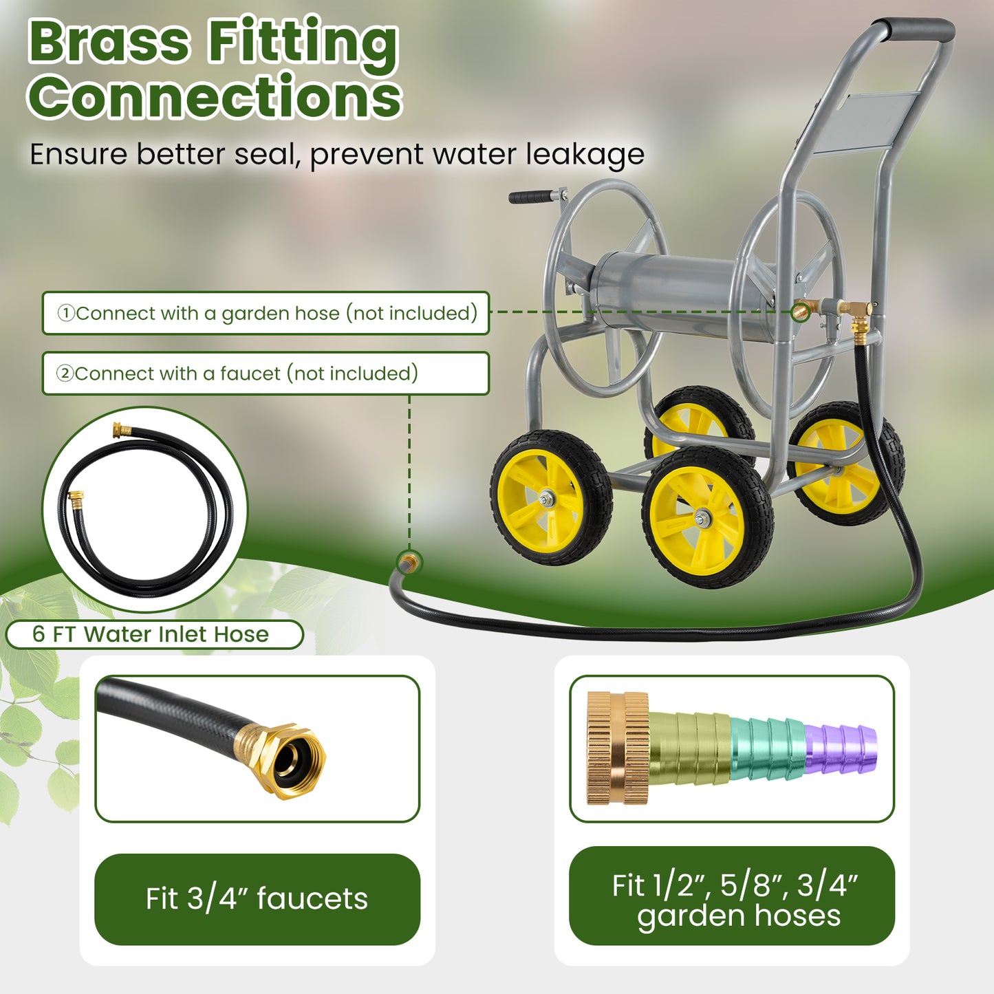 Garden Hose Reel Cart, 330ft 3/4 Inch or 5/8 Inch, Silver Watering & Irrigation at Gallery Canada
