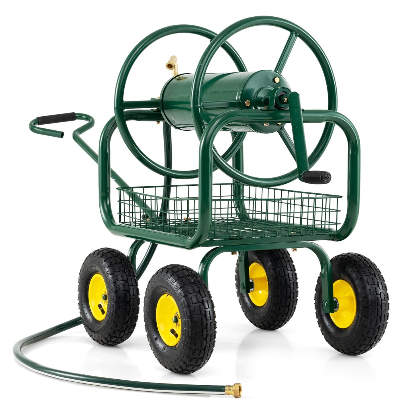 Garden Hose Reel Cart, 300 Feet, Large Capacity, 4 Wheels, Storage Basket, Green Watering & Irrigation at Gallery Canada