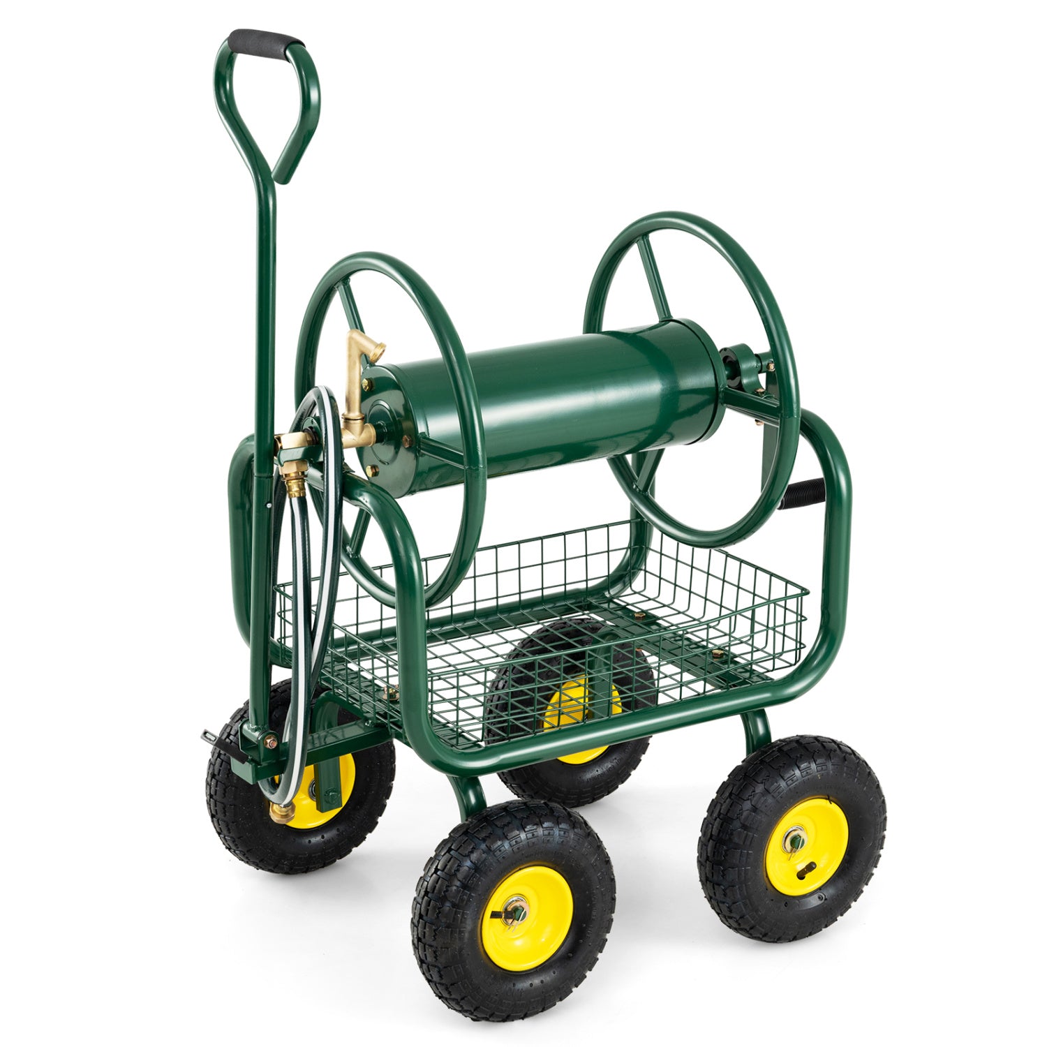 Garden Hose Reel Cart, 300 Feet, Large Capacity, 4 Wheels, Storage Basket, Green Watering & Irrigation at Gallery Canada