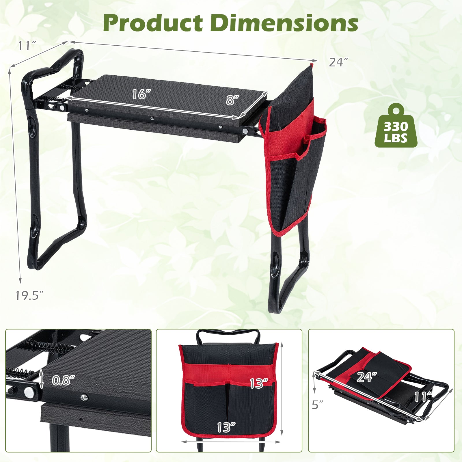 Folding Garden Kneeler Seat, Black Garden Tools at Gallery Canada