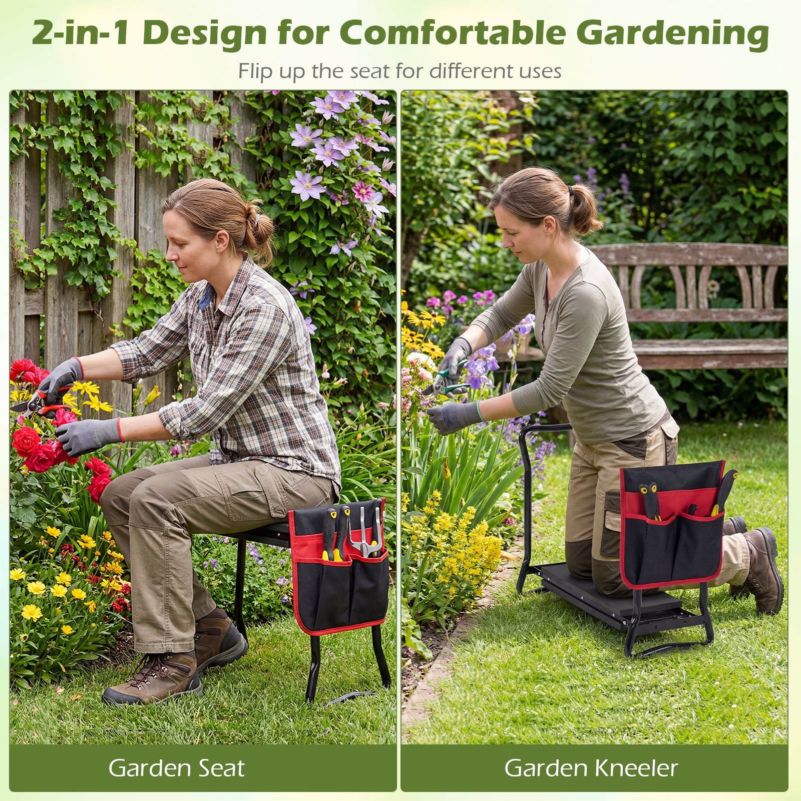 Folding Garden Kneeler Seat, Black Garden Tools at Gallery Canada
