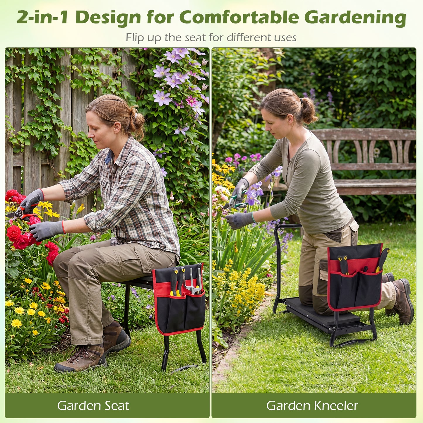 Folding Garden Kneeler Seat, Black Garden Tools at Gallery Canada