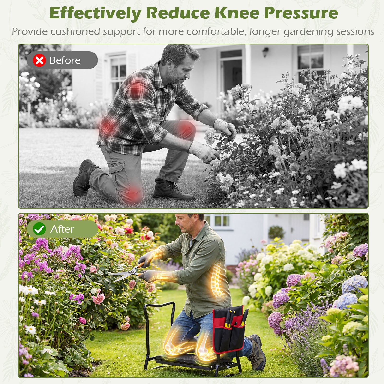 Folding Garden Kneeler Seat, Black Garden Tools at Gallery Canada