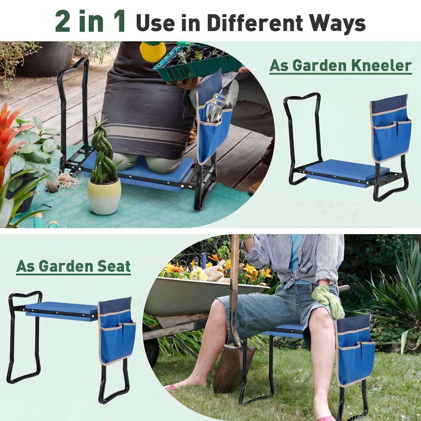 Folding Garden Kneeler And Seat, Blue Garden Tools at Gallery Canada