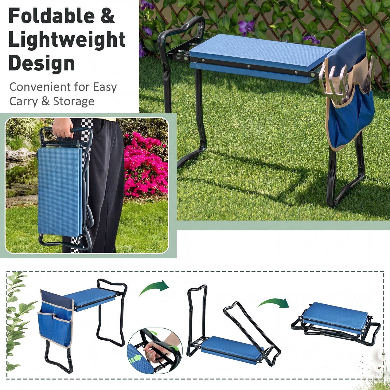 Folding Garden Kneeler And Seat, Blue Garden Tools at Gallery Canada