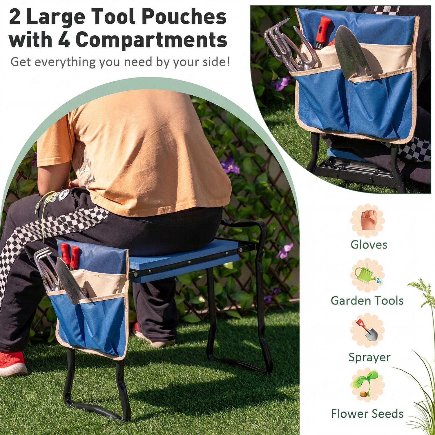 Folding Garden Kneeler And Seat, Blue Garden Tools at Gallery Canada