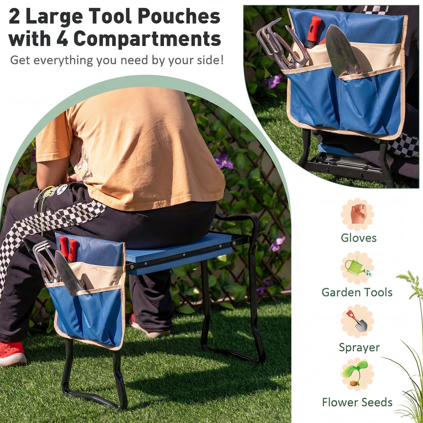 Folding Garden Kneeler And Seat, Blue Garden Tools at Gallery Canada