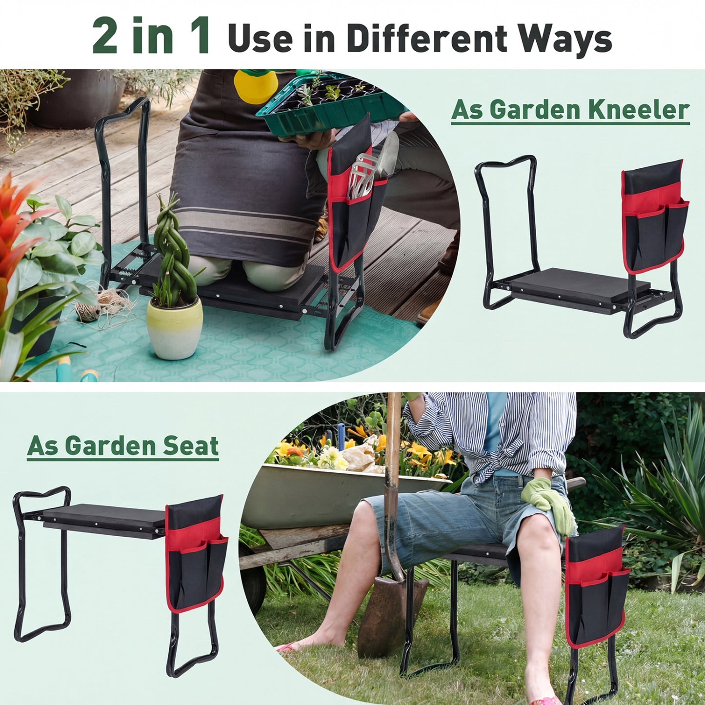 Folding Garden Kneeler Seat, Black Garden Tools at Gallery Canada