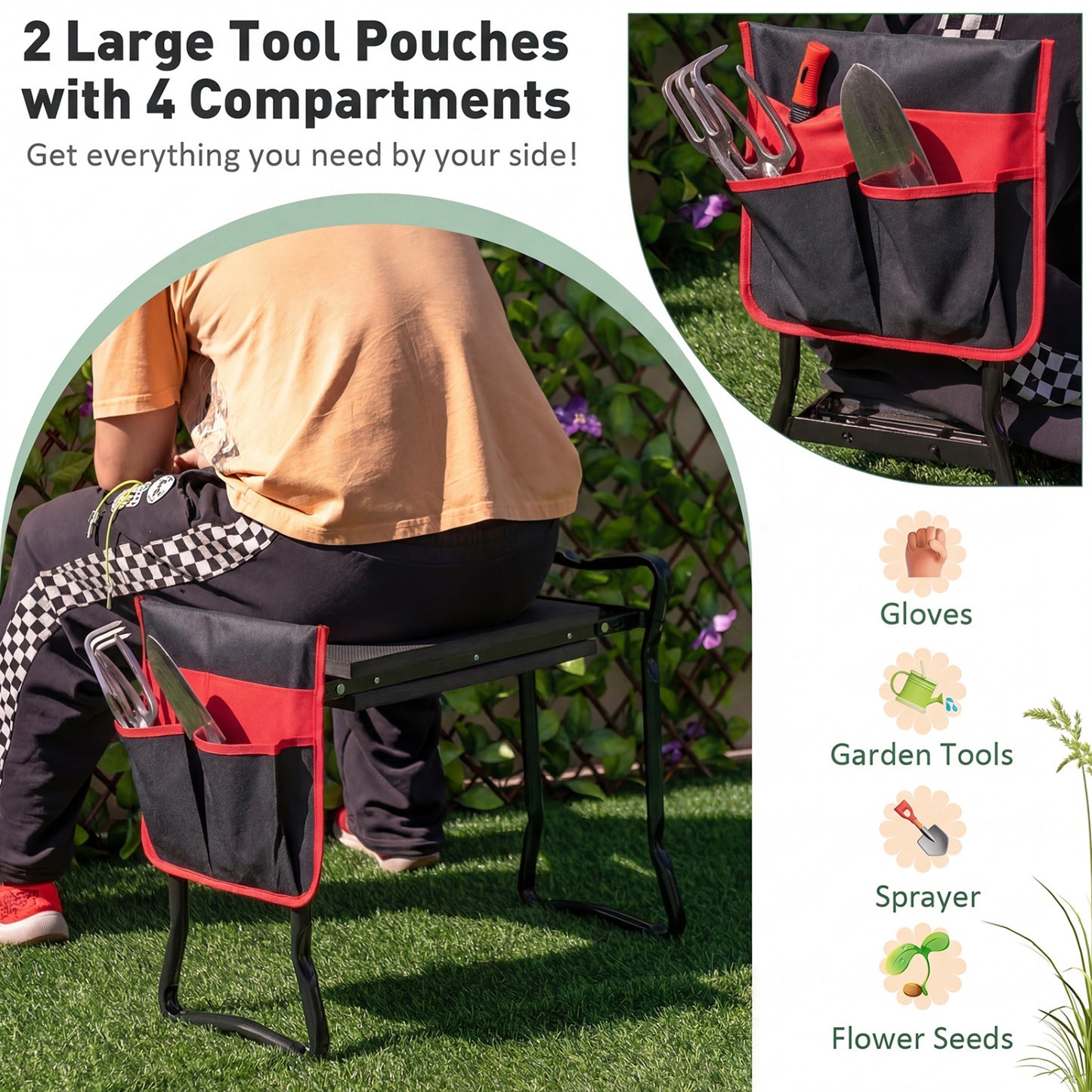 Folding Garden Kneeler Seat, Black Garden Tools at Gallery Canada