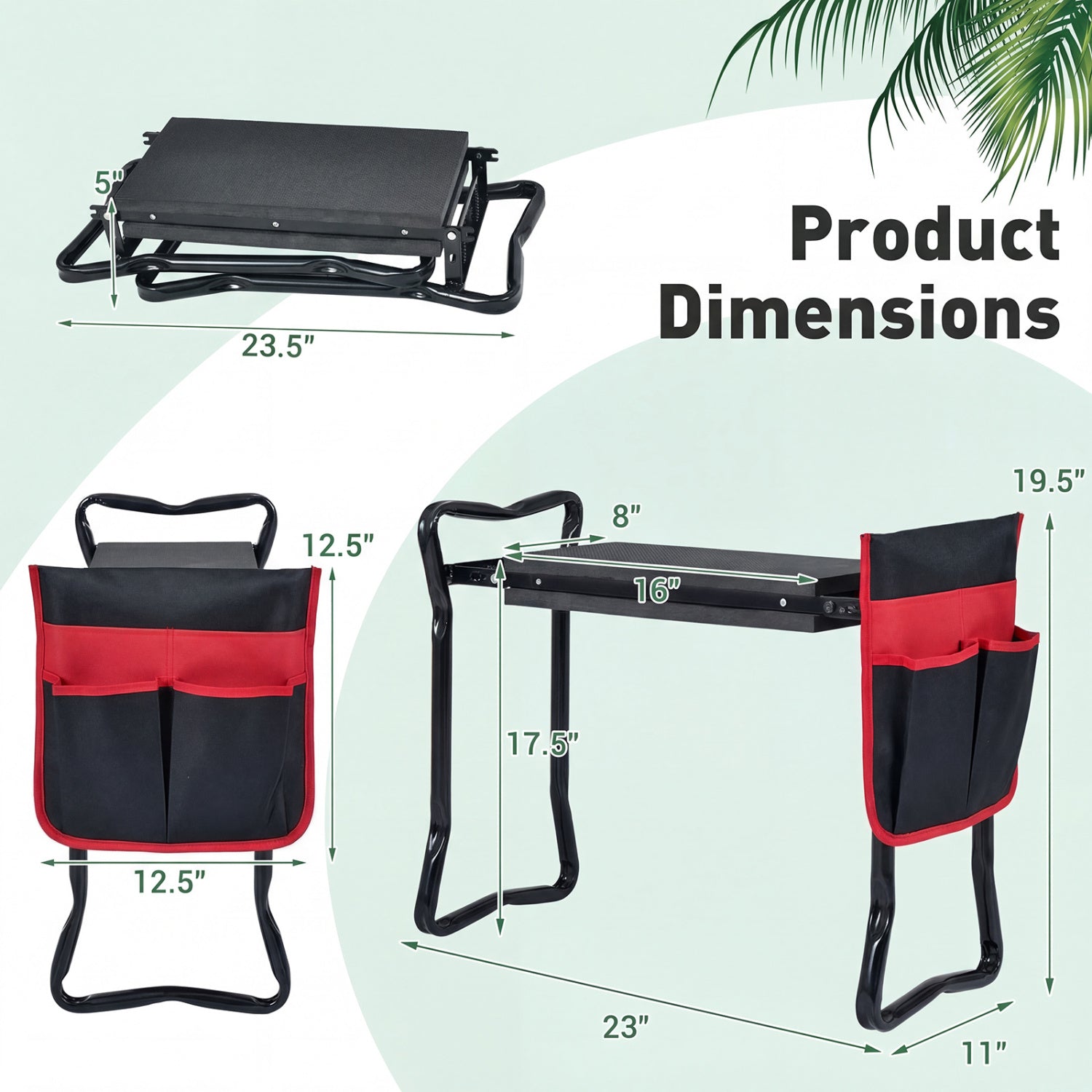 Folding Garden Kneeler Seat, Black Garden Tools at Gallery Canada