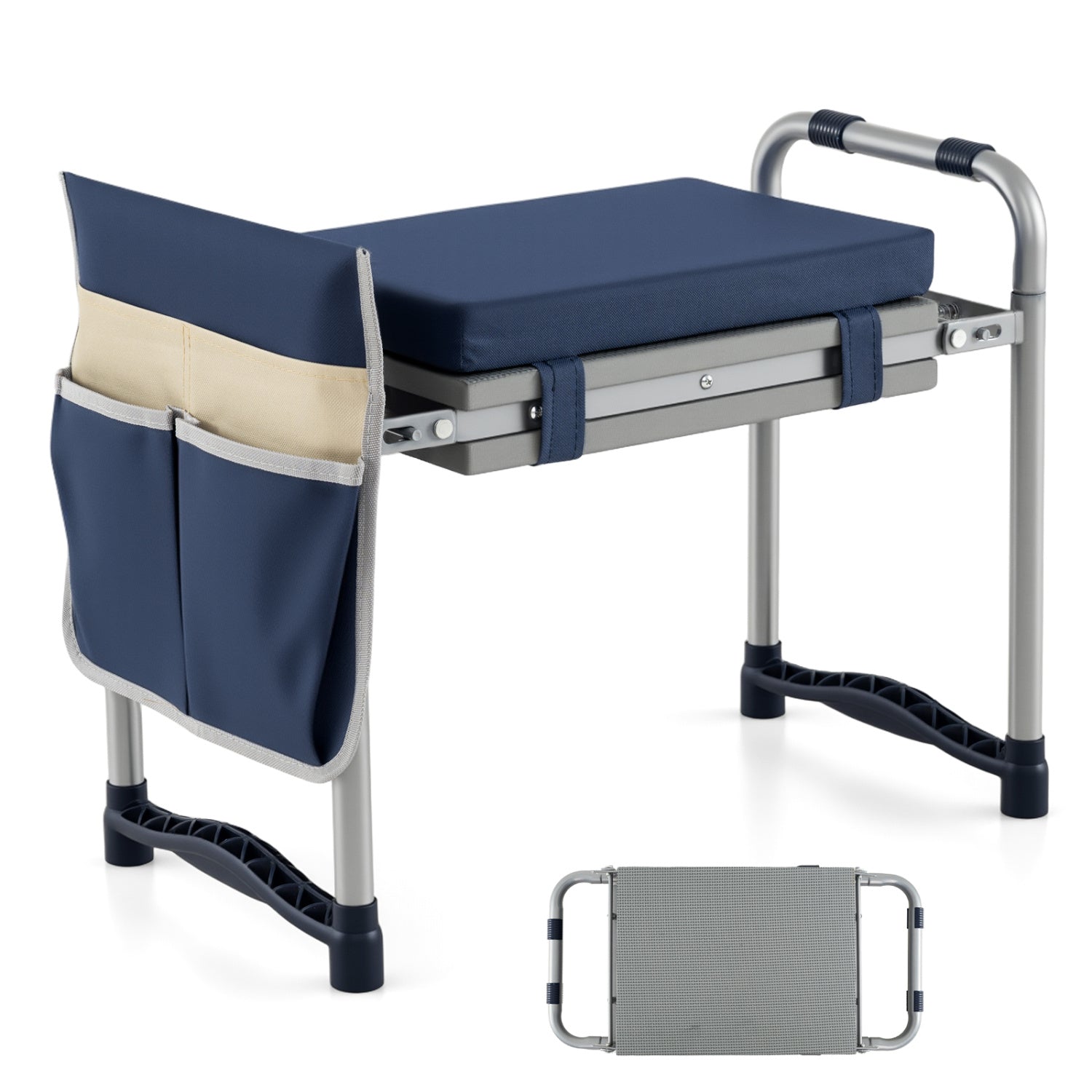 Garden Kneeler & Seat Foldable Stool with EVA Foam Padding, Navy Garden Tools at Gallery Canada