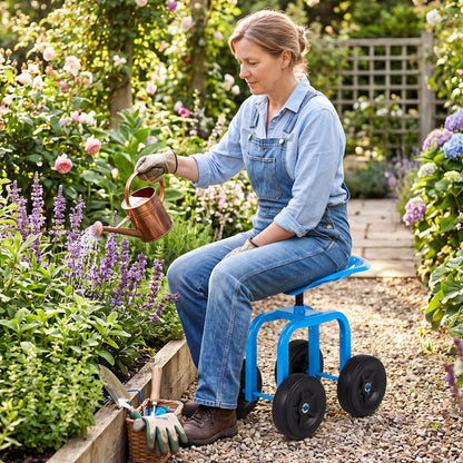 Garden Rolling Workseat, 360° Swivel Seat, Adjustable Height, Blue Garden Tools at Gallery Canada