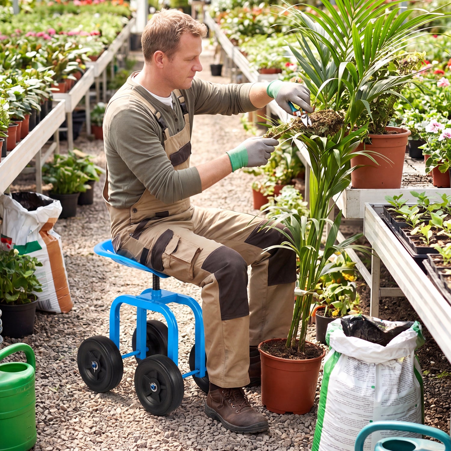 Garden Rolling Workseat, 360° Swivel Seat, Adjustable Height, Blue Garden Tools at Gallery Canada