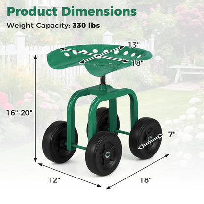 Garden Rolling Workseat, 360° Swivel, Adjustable Height, Green Garden Tools at Gallery Canada