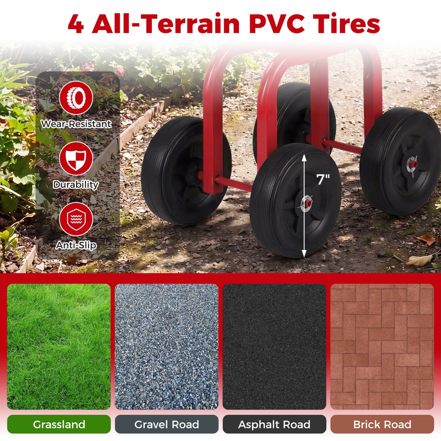 Garden Rolling Workseat, 360° Swivel, Adjustable Height, Red Garden Tools at Gallery Canada