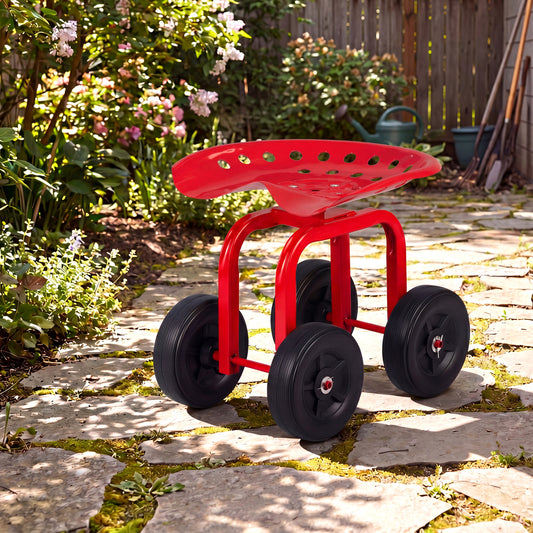 Garden Rolling Workseat, 360° Swivel, Adjustable Height, Red Garden Tools Red at Gallery Canada
