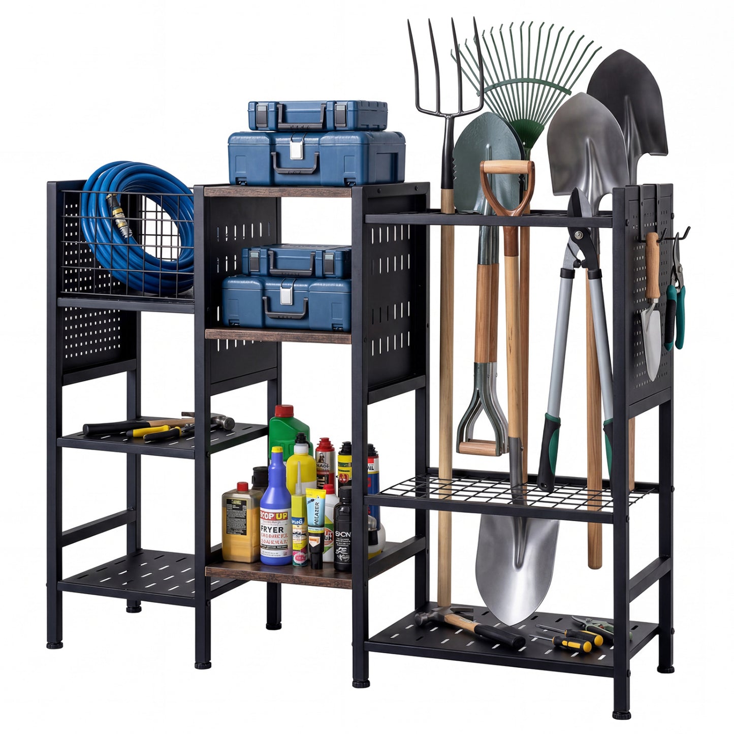 Garden Tool Organizer With Wooden Shelves, Black Sheds & Outdoor Storage Black at Gallery Canada