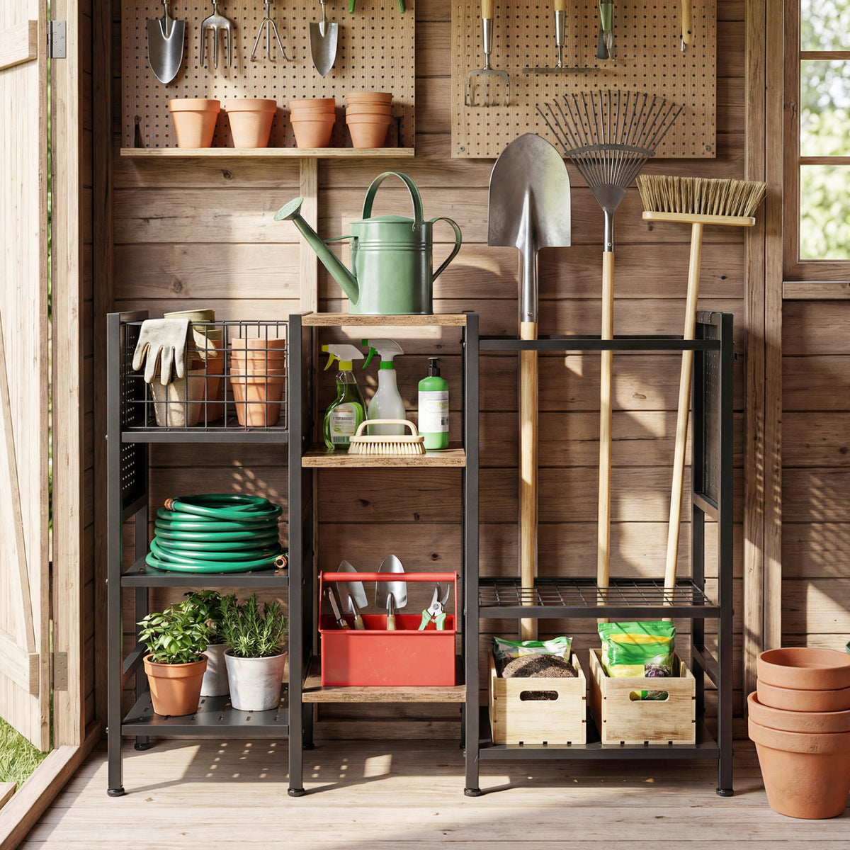 Garden Tool Organizer With Wooden Shelves, Black Sheds & Outdoor Storage at Gallery Canada
