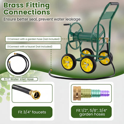 Garden Water Hose Reel Cart, 4 Wheels, Non-Slip Grip, Green Watering & Irrigation at Gallery Canada