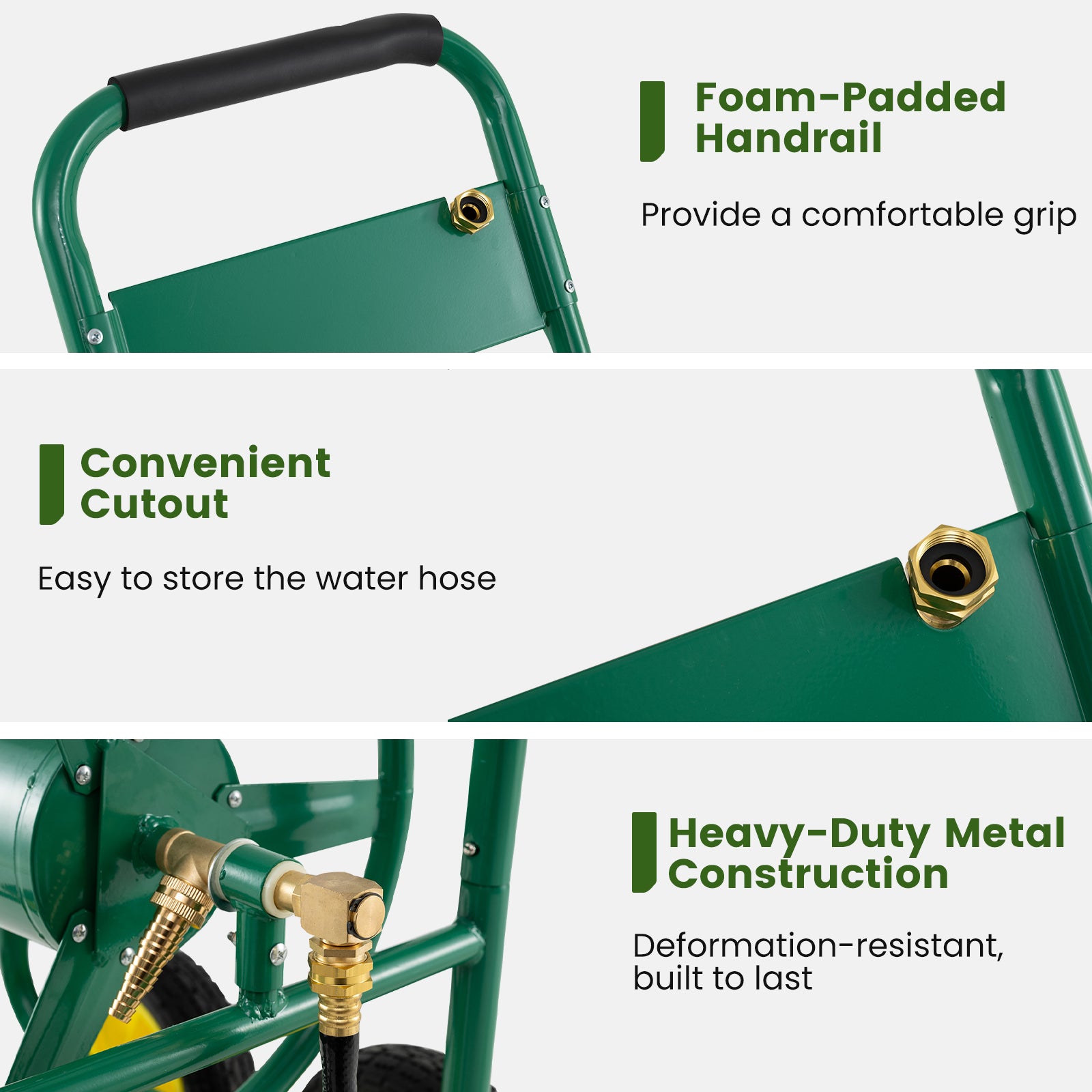 Garden Water Hose Reel Cart, 4 Wheels, Non-Slip Grip, Green Watering & Irrigation at Gallery Canada