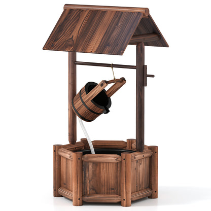 Wooden Wishing Water Fountain With Pump, Brown Outdoor Decor at Gallery Canada