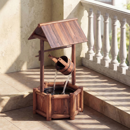 Wooden Wishing Water Fountain With Pump, Brown Outdoor Decor at Gallery Canada