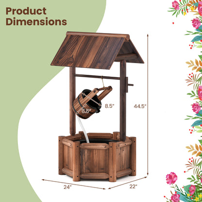 Wooden Wishing Water Fountain With Pump, Brown Outdoor Decor at Gallery Canada