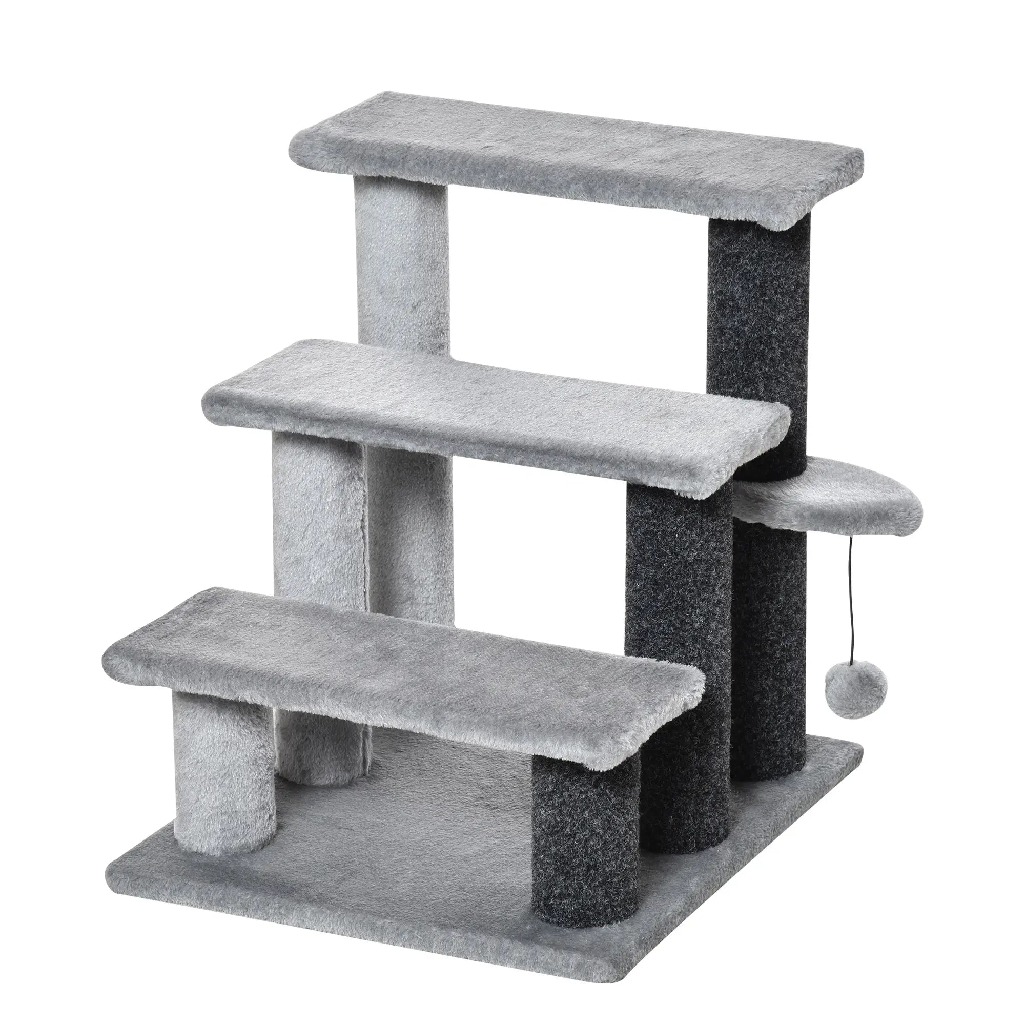 Cat Stairs, 3 Steps, Small Cat Tree with Scratching Post, 17.5