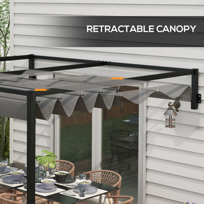 Pergola métallique 10' x 7', toit rétractable pour terrasse de jardin avec barbecue