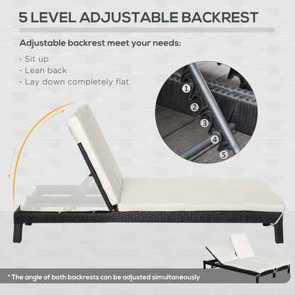 Wicker Double Chaise Lounge, Outdoor Recliner, Rattan Patio Sunbed, Adjustable Backrest, Cream White Chaise Loungers at Gallery Canada