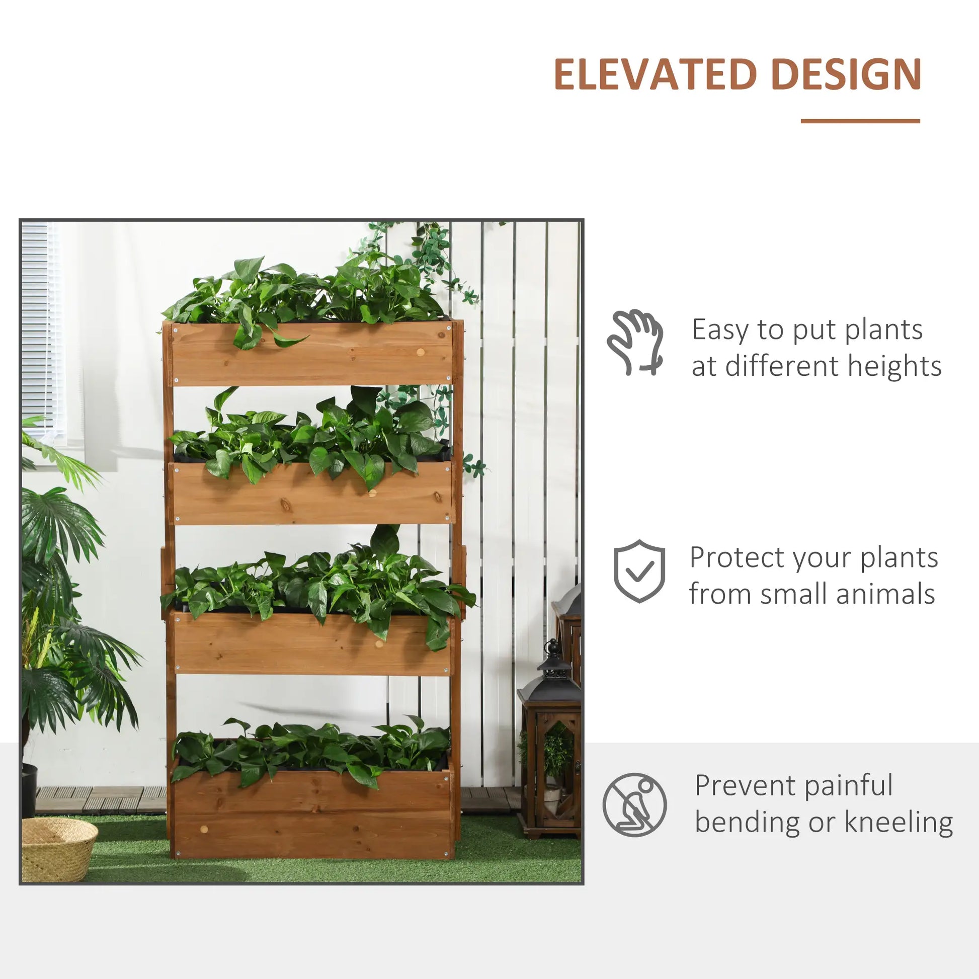 4-Tier Raised Garden Bed, Vertical Elevated Planter Rack, Wooden Planter Box Wooden Planter Boxes at Gallery Canada