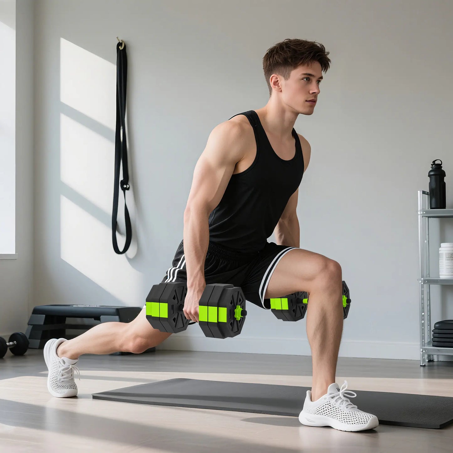 4-in-1 Adjustable Dumbbell Set, 66lbs, Green Dumbbells & Barbells at Gallery Canada