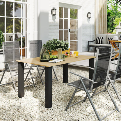 59" Outdoor Patio Table with Umbrella Hole, Slatted Tabletop, Brown Patio Dinning Tables at Gallery Canada