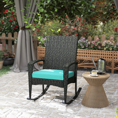 Outdoor Rocking Chair, Removable Cushion, High Back Armrests, Turquoise Outdoor Rocking Chairs at Gallery Canada